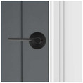 Kwikset Ladera Passage Lever With Round Rose, 6-Way Adjustable Latch And Round Corner Strike, Matte Black
