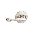 Kwikset Dorian Privacy Lever With 6-Way Adjustable Latch And Round Corner Strike, Satin Nickel