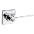 Kwikset Ladera Privacy Lever With Square Rose, 6-Way Adjustable Latch And Round Corner Strike, Bright Polished Chrome