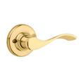 Kwikset Balboa Passage Lever With 6-Way Adjustable Latch And Round Corner Strike, Bright Polished Brass
