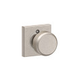 Schlage Residential F170 Bowery Knob Single Dummy Trim With Collins Trim Function, Decorative, Satin Nickel