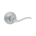 Kwikset Tustin Privacy Lever With 6-Way Adjustable Latch And Round Corner Strike, Satin Chrome