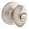 Kwikset Laurel Privacy Knob With 6-Way Adjustable Latch And Round Corner Strike, Satin Nickel