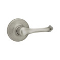Kwikset Dorian Passage Lever With 6-Way Adjustable Latch And Round Corner Strike, Satin Nickel