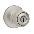 Kwikset Polo Keyed Entry Knob Smartkey With 6-Way Adjustable Latch And Round Corner Strike, Satin Nickel