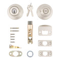 Kwikset Polo Keyed Entry Knob Smartkey With 6-Way Adjustable Latch And Round Corner Strike, Satin Nickel