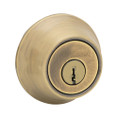 Kwikset 660 Single Cylinder Deadbolt Round, Round Corner Adjustable Latch, With Round Corner 1" X 2-1/4" Strike And Round Corner Full Lip Strike, Antique, Antique Brass