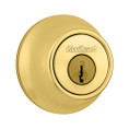Kwikset 660 Single Cylinder Deadbolt Round, Round Corner Adjustable Latch, With Round Corner 1" X 2-1/4" Strike And Round Corner Full Lip Strike, Bright Polished Brass