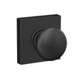 Schlage Residential F10 Plymouth Passage Knob Lock With Collins Trim Function, Decorative, Matte Black