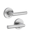 Kwikset Milan Privacy Lever With Round Rose, 6-Way Adjustable Latch And Round Corner Strike, Satin Chrome