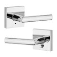 Kwikset Milan Privacy Lever With Square Rose, 6-Way Adjustable Latch And Round Corner Strike, Bright Polished Chrome