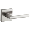 Kwikset Montreal Privacy Lever With Square Rose, 6-Way Adjustable Latch And Round Corner Strike, Satin Nickel