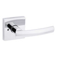 Kwikset Sydney Privacy Lever, Square Rose With 6-Way Adjustable Latch And Round Corner Strike, Bright Polished Chrome