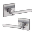 Kwikset Montreal Privacy Lever With Square Rose, 6-Way Adjustable Latch And Round Corner Strike, Satin Chrome