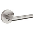 Kwikset Milan Privacy Lever With Round Rose, 6-Way Adjustable Latch And Round Corner Strike, Satin Nickel