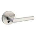 Kwikset Milan Privacy Lever With Round Rose, 6-Way Adjustable Latch And Round Corner Strike, Satin Nickel