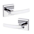 Kwikset Sydney Privacy Lever With Square Rose, 6-Way Adjustable Latch And Round Corner Strike, Bright Polished Chrome