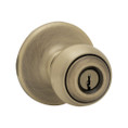 Kwikset Polo Keyed Entry Knob Smartkey With 6-Way Adjustable Latch And Round Corner Strike, Satin Brass Blackened