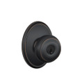 Schlage Residential F51A Georgian Keyed Entry Knob Lock With Wakefield Trim Function, Decorative, Aged Bronze