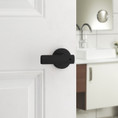 Kwikset Breton Privacy Lever With Round Rose, 6-Way Adjustable Latch And Round Corner Strike, Matte Black