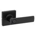 Kwikset Breton Privacy Lever With Square Rose, 6-Way Adjustable Latch And Round Corner Strike, Matte Black