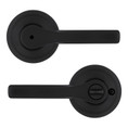 Kwikset Henley Privacy Lever With Round Rose, 6-Way Adjustable Latch And Round Corner Strike, Matte Black