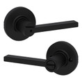 Kwikset Casey Privacy Lever With Round Rose, 6-Way Adjustable Latch And Round Corner Strike, Matte Black