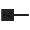 Kwikset Casey Privacy Lever With Square Rose, 6-Way Adjustable Latch And Round Corner Strike, Matte Black