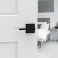 Kwikset Casey Privacy Lever With Square Rose, 6-Way Adjustable Latch And Round Corner Strike, Matte Black