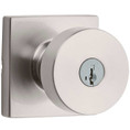 Kwikset Pismo Keyed Entry Knob Smartkey With Square Rose, 6-Way Adjustable Latch And Round Corner Strike, Satin Nickel