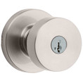 Kwikset Pismo Keyed Entry Knob Smartkey With Round Rose, 6-Way Adjustable Latch And Round Corner Strike, Satin Nickel