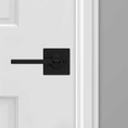Kwikset Casey Keyed Entry Lever Smartkey With Square Rose, 6-Way Adjustable Latch And Round Corner Strike, Matte Black