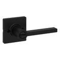 Kwikset Casey Keyed Entry Lever Smartkey With Square Rose, 6-Way Adjustable Latch And Round Corner Strike, Matte Black