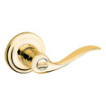 Kwikset Tustin Keyed Entry Lever Smartkey With 6-Way Adjustable Latch And Round Corner Strike, Bright Polished Brass