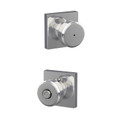 Schlage Residential F40 Bowery Privacy Knob Lock With Collins Trim Function, Decorative, Bright Polished Chrome