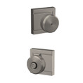 Schlage Residential F40 Bowery Privacy Knob Lock With Upland Trim Function, Decorative, Satin Nickel
