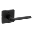 Kwikset Lisbon Privacy Lever, Square Rose With 6-Way Adjustable Latch And Round Corner Strike, Matte Black