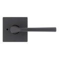 Kwikset Lisbon Privacy Lever, Square Rose With 6-Way Adjustable Latch And Round Corner Strike, Matte Black