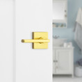 Kwikset Halifax Privacy Lever, Square Rose With 6-Way Adjustable Latch And Round Corner Strike, Satin Brass