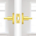 Kwikset Halifax Privacy Lever, Square Rose With 6-Way Adjustable Latch And Round Corner Strike, Satin Brass