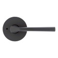 Kwikset Lisbon Privacy Lever, Round Rose With 6-Way Adjustable Latch And Round Corner Strike, Matte Black