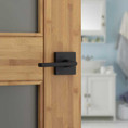 Kwikset Halifax Privacy Lever, Square Rose With 6-Way Adjustable Latch And Round Corner Strike, Matte Black