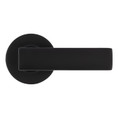Kwikset Breton Passage Lever With Round Rose, 6-Way Adjustable Latch And Round Corner Strike, Matte Black