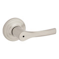 Kwikset Henley Privacy Lever With Round Rose, 6-Way Adjustable Latch And Round Corner Strike, Satin Nickel