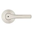 Kwikset Henley Privacy Lever With Round Rose, 6-Way Adjustable Latch And Round Corner Strike, Satin Nickel