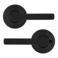 Kwikset Henley Passage Lever With Round Rose, 6-Way Adjustable Latch And Round Corner Strike, Matte Black