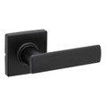 Kwikset Breton Passage Lever With Square Rose, 6-Way Adjustable Latch And Round Corner Strike, Matte Black