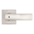 Kwikset Breton Privacy Lever With Square Rose, 6-Way Adjustable Latch And Round Corner Strike, Satin Nickel