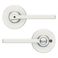 Kwikset Casey Privacy Lever With Round Rose, 6-Way Adjustable Latch And Round Corner Strike, Satin Nickel