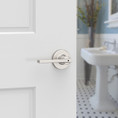 Kwikset Casey Privacy Lever With Round Rose, 6-Way Adjustable Latch And Round Corner Strike, Satin Nickel